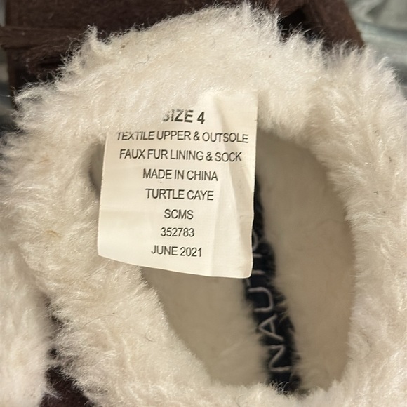 Nautica 4 Baby Mocassin Turtle Caye Cozy Brown Slippers with Faux Fur Lining - Picture 8 of 8